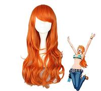 LINLINCD Cosplay Wig Anime One Piece Nami Cosplay Wig Women Nami Orange Long Wavy Synthetic Hair Halloween Role Play Costume Wigs Pelucas 338B