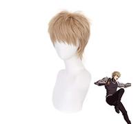 LINLINCD Cosplay Wig Anime One Punch-Man Genos Short Wig Cosplay Costume Heat Resistant Synthetic Hair Men Halloween Party Wigs