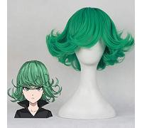 LINLINCD Cosplay Wig Anime One Punch Man Senritsu No Tatsumaki Cosplay Wig 30 cm Short Curly Wavy Heat Resistant Synthetic Hair Wigs + Wig Cap