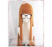LINLINCD Cosplay Wig Anime Persona 5 Futaba Sakura Wig Cosplay Costume Women Long Synthetic Hair Halloween Party Role Play Wigs + Hair Net Orange