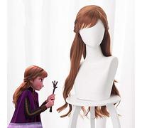 LINLINCD Cosplay Wig Anime Princess Anna Cosplay Wig 70 cm Long Curly Wavy Heat Resistant Synthetic Hair Women Costume Party Wigs for Adults