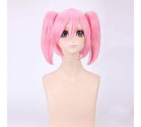 LINLINCD Cosplay Wig Anime Puella Magi Madoka Magica Kaname Madoka Wig Cosplay Costume Women Short Pink Synthetic Hair Halloween Party Wigs