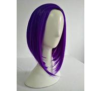 LINLINCD Cosplay Wig Anime Raven Cosplay Wigs 35 cm Bob Purple Short Heat Resistant Synthetic Hair Perucas Cosplay Wig + Wig Cap