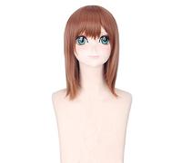 LINLINCD Cosplay Wig Anime Toaru Kagaku No Railgun Misaka Mikoto Brown Short Straight Wig Cosplay Costume Women Synthetic Hair Halloween Party Wigs