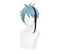 LINLINCD Cosplay Wig Anime Twisted Wonderland Floyd Jade Short Wig Cosplay Costume Heat Resistant Synthetic Hair Wigs + Wig Cap Jade