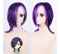 LINLINCD Cosplay Wig Anime Uruxihara Hanzou Cosplay Wigs Short Purple Ombre Synthetic Hair Halloween Costume Party Role Play Wig Pl-384