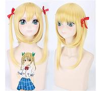 LINLINCD Cosplay Wig Anime Wigs Netoge No Yome Wa Onnanoko Ja Nai to Omotta Segawa Akane Cosplay Wig Golden Double Ponytail Long Straight Hair