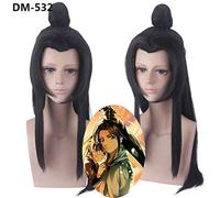 LINLINCD Cosplay Wig Anime Wigs Tian Guan Ci Fu Xie Lian Cosplay Wig Black Long Synthetic Hair Cosplay Party Costume Wig + Wig Cap DM532 taiziyueshen