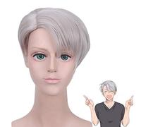 LINLINCD Cosplay Wig Anime Yuri on Ice Victor Nikiforov Wigs Cosplay Costume Short Wig Synthetic Hair