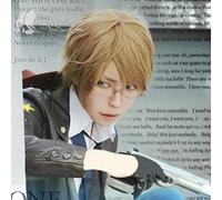 LINLINCD Cosplay Wig APH Axis Powers Hetalia England Cosplay Wig Heat Resistant Lightweight Golden Short Synthetic Hair Wigs + Free Wig Cap