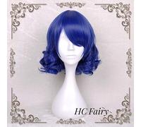 LINLINCD Cosplay Wig Biamoxer Anime Show by Rock !! Cosplay Wig Plasmagica Cyan Hijirikawa Blue Curly Synthetic Hair for Adults