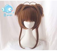LINLINCD Cosplay Wig Biamoxer Card Captor Sakura Clear Card Kinomoto Sakura e Wig Cosplay Cute Hair Wig Halloween Anime Lolita Base Wig Ponytails