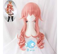 LINLINCD Cosplay Wig Biamoxer FGO Fate Grand Order Extra Cosplay Wig Servant Caster Tamamo no Mae Curly Pink Curls Long Straight Synthetic Hair Adult 1