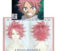 LINLINCD Cosplay Wig Biamoxer Natsu Dragneel Essential Cosplay Wigs Fairy Tail Final Series TV Anime Pink Straight Synthetic Hair