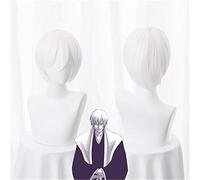 LINLINCD Cosplay Wig Bleach Ichimaru Gin Cosplay Wig White Short Synthetic Hair Halloween Carnival Anime Costume Wigs KUZW031A