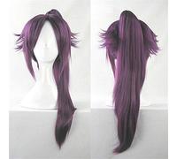 LINLINCD Cosplay Wig Bleach Shihouin Yoruichi Cosplay Wigs Purple High Temperature Fibre Synthetic Hair Perucas Anime Costume Wig with Clip Ponytail Ku110050798