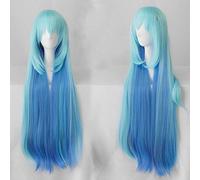 LINLINCD Cosplay Wig Blessing for this Wonderful World! Aqua Cosplay Wig 100 cm Long Straight Heat Resistant Synthetic Hair Blue Light Green Mixed Aqua