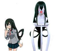 LINLINCD Cosplay Wig Boku No Hero Academia Asui Tsuyu Wig 80 cm Long Straight Cosplay Wig for Women Anime Costume Wig Green Heat Resistant Synthetic