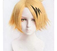 LINLINCD Cosplay Wig Boku No Hero Academia Kaminari Denki Wig Cosplay Costume My Hero Academia Men & Women Short Synthetic Hair Party Role Play Wigs Beige