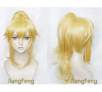 LINLINCD Cosplay Wig Bowsette Cosplay Wig Princess Bowser Peach Wavy Blonde Heat Resistant Synthetic Hair Perucas Clip Ponytail Cosplay Wigs + Wig Cap