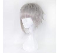 LINLINCD Cosplay Wig Bungo Stray Dogs Nakajima Atsushi Short Silver Grey Heat Resistant Cosplay Costume Wig + Wig Cap Silver Grey