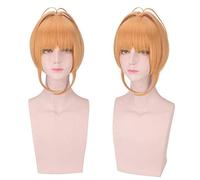 LINLINCD Cosplay Wig CardCaptor Sakura Clear Card Sakura Kinomoto Wig Cosplay Costume Card Captor Women Yellow Heat Resistant Synthetic Hair Wigs CardCaptor Sakura