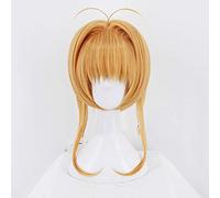 LINLINCD Cosplay Wig CardCaptor Sakura Clear Card Sakura Kinomoto Wig Cosplay Costume Women Heat Resistant Synthetic Hair Party Role Play Wigs Mz-1238