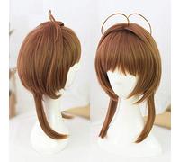 LINLINCD Cosplay Wig CardCaptor Sakura Kinomoto Sakura Cosplay Wigs Straight Clear Card Wigs Synthetic Hair Perucas Cosplay Wig + Hair Net