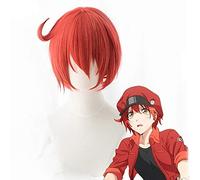 LINLINCD Cosplay Wig Cells at Work Wigs Erythrocytes Red Blood Cells Neutrophils Platelets Synthetic Hair Hataraku Saibou Cosplay Wig + Wig Cap