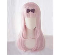 LINLINCD Cosplay Wig Chika Fujiwara Pink Wig Cosplay Kaguya-sama: Love is War Heat Resistant Hair Cosplay Costume Wigs + Bow Hairpin Wig and Bow