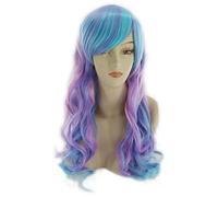 LINLINCD Cosplay Wig Cosplay Harajuku Style Mixed Colour Gradient Wigs Rainbow Colour Long Curly Lolita Wigs Lolita Stlye