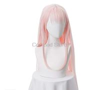 LINLINCD Cosplay Wig Cosroad Anime Darling in Franxx 02 Zero Two Cosplay Wigs + Headpiece Zero Two 02 Pink Long Straight Hair + Hair Clip Wigs