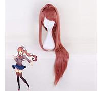 LINLINCD Cosplay Wig DDLC Doki Doki Literary Club Monika Cosplay Wigs for Women Long Straight Synthetic Hair Claw Clip Ponytail Game Costume Party Monika