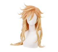 LINLINCD Cosplay Wig Demon Slayer Douma Cosplay Kimetsu No Yaiba Cosplay Long Yellow Wig Anime Costume Wig Heat Resistant Synthetic Wigs A