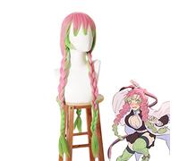 LINLINCD Cosplay Wig Demon Slayer Kimetsu no Yaiba Kanroji Mitsuri Long Braids Wig Cosplay Costume Heat Resistant Synthetic Hair Women Pink Wigs