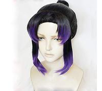 LINLINCD Cosplay Wig Demon Slayer Kimetsu no Yaiba Kochou Shinobu Cosplay Wig Heat Resistant Hair Wigs + Butterfly Headpiece Hairpin Accessories Wig Only