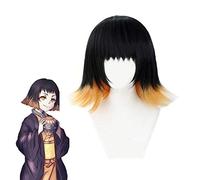 LINLINCD Cosplay Wig Demon Slayer Kimetsu No Yaiba Susamaru Wig Cosplay Costume Black Yellow Colour Gradient High Temperature Fibre Hair Wig + Free Hairnet Susamaru