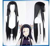 LINLINCD Cosplay Wig Demon Slayer Kochou Kanae Cosplay Wig Blade of the Demon Slayer Black Long Straight Hair Halloween Synthetic Wig for Role Play