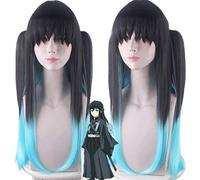 LINLINCD Cosplay Wig Demon Slayer Nezuko Kamado Cosplay Wigs Kimetsu no Yaiba Heat Resistant Hair Cosplay Wigs Muichirou Hashibira Inosuke Tomioka Muichirou Girls Ver