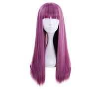 LINLINCD Cosplay Wig Descendants 2 Times Pinkish Purple Long Straight Wig Cosplay Costume Heat Resistant Synthetic Hair Women Party Cosplay Wigs