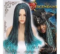 LINLINCD Cosplay Wig Descendants 2 Uma Cosplay Wig Braided Heat Resistant Synthetic Hair Wigs + Wig Cap