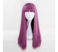 LINLINCD Cosplay Wig Descendants 2 x 60 cm Purple Mix Straight Flat Bangs Synthetic Cosplay Wig Women's Halloween Party Wigs + Wig Cap Purple