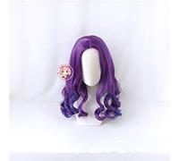LINLINCD Cosplay Wig Descendants 3: Good to Be Bad Cosplay Wig High Temperature Synthetic Hair Purple Biue Long Wigs with Curly Hair + Free Wig Cap 1442