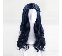 LINLINCD Cosplay Wig Descendants Evie Women Braid Blue Black Mixed Pink Purple Colour Long Wave Synthetic Hair Cosplay Full Wig Heat Resistant Fibre Blue Black Mixed
