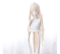 LINLINCD Cosplay Wig Destiny / FGO Devil Okita Director Age Milky White Layer Long Straight Hair Cosplay Anime Wig One Size White