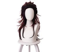 LINLINCD Cosplay Wig Devil Blade Sakumo Tanjiro Sexual Turn Brown Colour Gradient Long Hair Cosplay Wig Dark