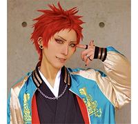 LINLINCD Cosplay Wig Division Rap Battle Division Bad Ass Temple Cosplay Kuko Harai Costume DRB Evil Monk Wig Hypnosis MIC Short Red Costume Wigs