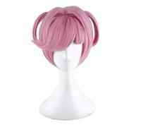 LINLINCD Cosplay Wig Doki Doki Literature Club Natsuki Pink Short Wig Cosplay Costume Heat Resistant Synthetic Hair Women Party Cosplay Wigs
