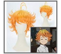LINLINCD Cosplay Wig Emma Cosplay Wig Anime Yakusoku No Neverland Emma Orange Cosplay Wig The Promised Neverland Emma Cosplay Wig + Wig Cap
