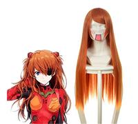 LINLINCD Cosplay Wig Eva Asuka Langley Soryu Cosplay Wigs 80 cm Long Straight Gold Orange Heat Resistant Synthetic Hair Role Play Costume Wig